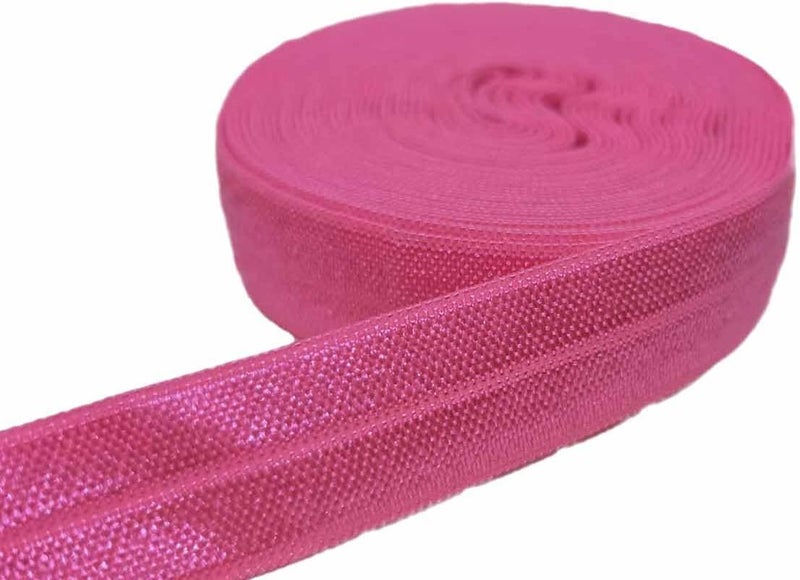 FAYADA Fold Over Elastic,5/8" Foldover FOE Trim Elastic Ribbon,Stretch FOE Band for Hair Ties Headbands Sewing Craft -5 Yards (Dark Pink) - Image 2